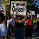 People march together to protest the Supreme Court’s decision in the Dobbs v Jackson Women’s Health case on June 24, 2022 in Miami, Florida.